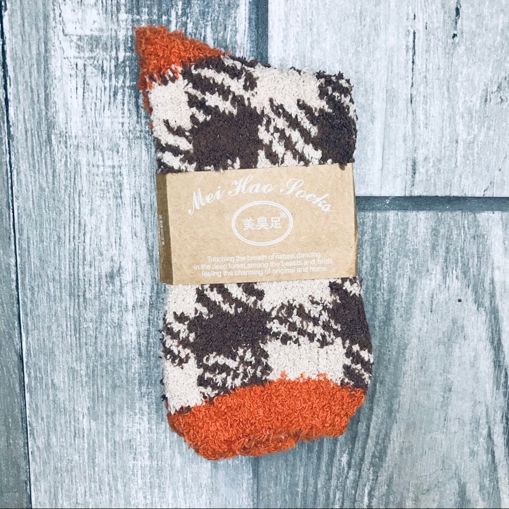 Japanese Patchwork Plaid Velvety Winter Socks - Picture 2 of 2
